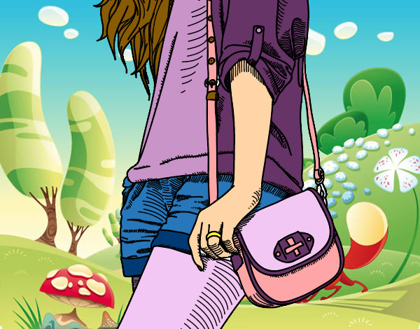 Dibujo Chica con bolso pintado por NiceCute