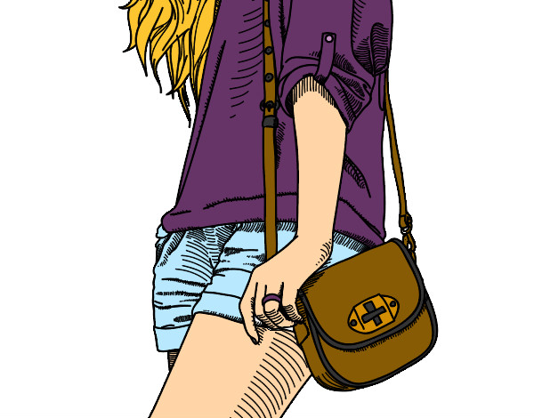 Dibujo Chica con bolso pintado por Saioas