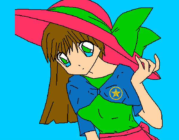 Dibujo Chica con sombrero pamela pintado por mikuhatasu