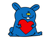 Dibujo Conejo con corazón pintado por Eloy 