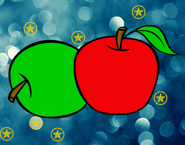 Dibujo Dos manzanas pintado por Camiilaa