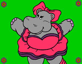 Dibujo Hipopótama con lazo pintado por SOCA2000
