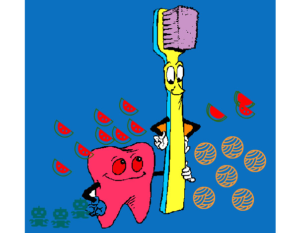 Dibujo Muela y cepillo de dientes pintado por martinam