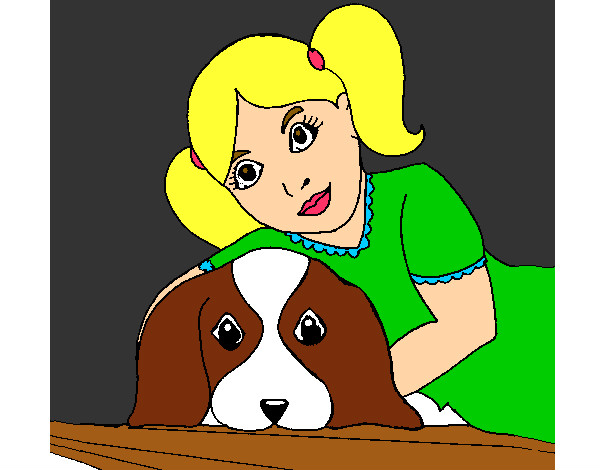 Dibujo Niña abrazando a su perro pintado por raquelber