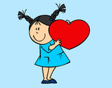 Dibujo Niña con corazón pintado por agapy