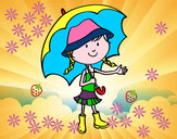 Dibujo Niña con paraguas pintado por mimoar
