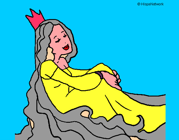 Dibujo Princesa relajada pintado por elalucila