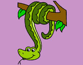 Dibujo Serpiente colgada de un árbol pintado por wesky