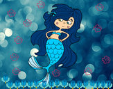 Dibujo Sirena con los brazos en la cardera pintado por keitay
