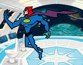 Dibujo Superhéroe poderoso pintado por jhol