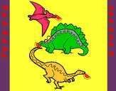 Dibujo Tres clases de dinosaurios pintado por inariama