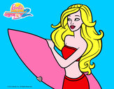 Dibujo Barbie va a surfear pintado por francescaz