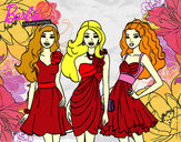 Dibujo Barbie y sus amigas vestidas de fiesta pintado por anais1234