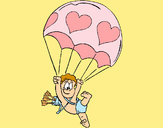 Dibujo Cupido en paracaídas pintado por charito