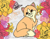 Dibujo Gatito y mariposa pintado por Miku_chan1