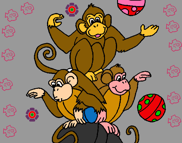 Dibujo Monos haciendo malabares pintado por 44323