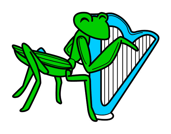 Saltamontes con arpa