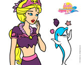 Dibujo Sirena con delfín pintado por laura00