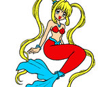 Dibujo Sirena con perlas pintado por Camiilaa
