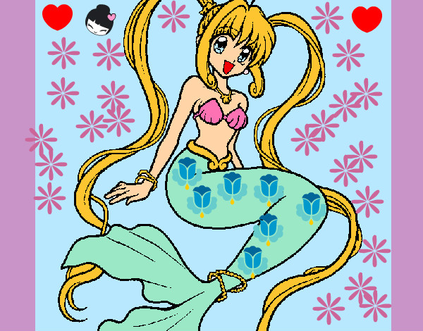 Dibujo Sirena con perlas pintado por kimrox12