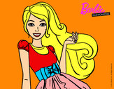 Dibujo Barbie con su vestido con lazo pintado por ALBAS
