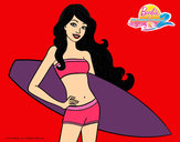 Dibujo Barbie con tabla de surf pintado por Carlita101