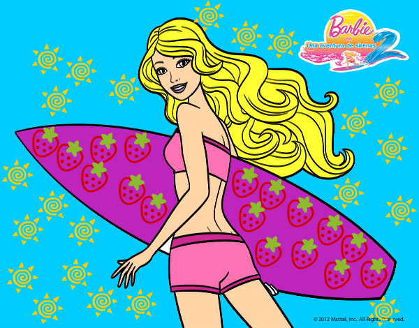 Dibujo Barbie surfera pintado por brianna