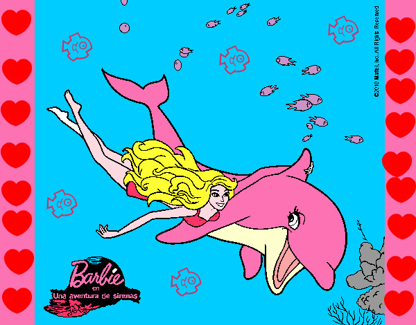 Dibujo Barbie y delfín pintado por diegocoo77