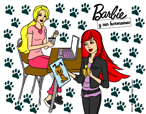 Barbie y su hermana merendando