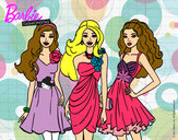 Dibujo Barbie y sus amigas vestidas de fiesta pintado por Anahir