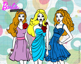 Dibujo Barbie y sus amigas vestidas de fiesta pintado por linda1