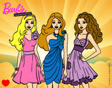 Dibujo Barbie y sus amigas vestidas de fiesta pintado por lindarosa