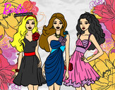 Dibujo Barbie y sus amigas vestidas de fiesta pintado por nataliiiii