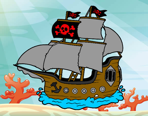 Dibujo Barco pirata pintado por Gomi