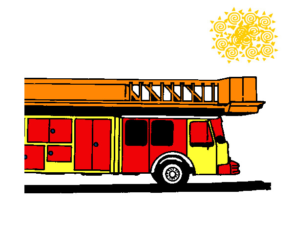 Dibujo Camión de bomberos con escalera pintado por CLUBTI