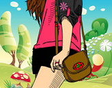 Dibujo Chica con bolso pintado por belenzotas