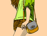 Dibujo Chica con bolso pintado por Joanysmoli