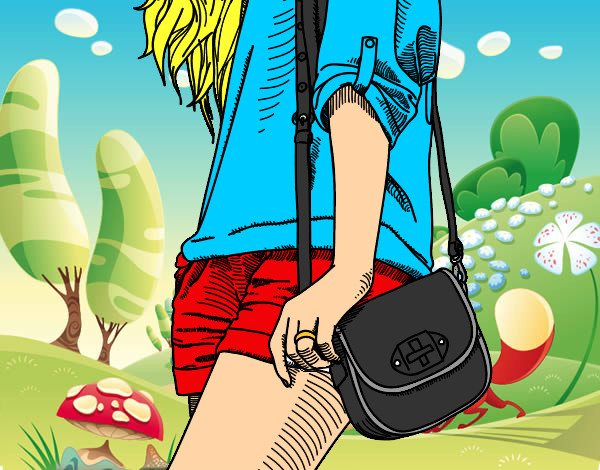 Dibujo Chica con bolso pintado por LAURA500