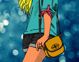Dibujo Chica con bolso pintado por Viiko12