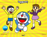Dibujo Doraemon y amigos pintado por klaudia001