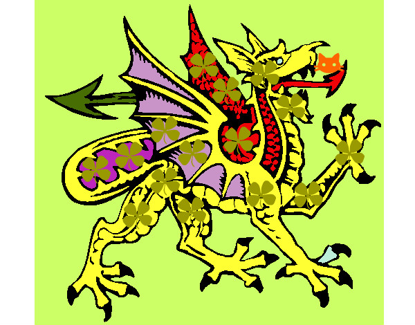 Dibujo Dragón agresivo pintado por piezitos