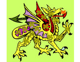 Dibujo Dragón agresivo pintado por piezitos