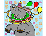 Dibujo Elefante con 3 globos pintado por tuky