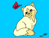 Dibujo Gatito y mariposa pintado por charito