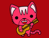 Dibujo Gato guitarrista pintado por maleny