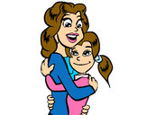 Dibujo Madre e hija abrazadas pintado por Jazahi
