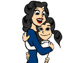 Dibujo Madre e hija abrazadas pintado por Jazahi
