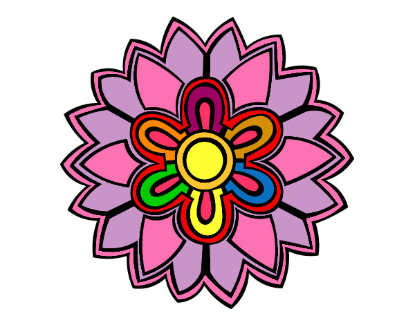 Dibujo Mándala con forma de flor weiss pintado por Faattyy