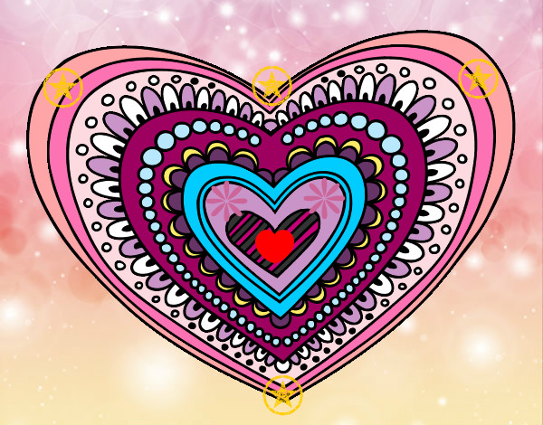 Dibujo Mandala corazón pintado por Marielu