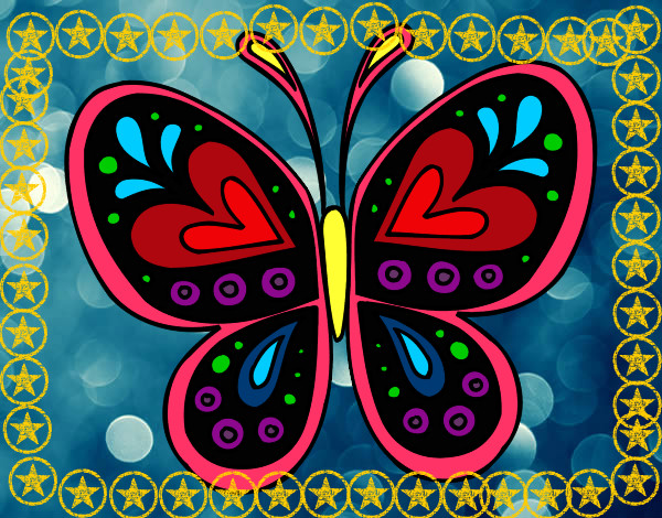 Dibujo Mandala mariposa pintado por tuky